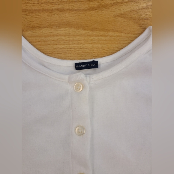 beautiful brandy melville oversized button down cardigan white cropped - Picture 8 of 9